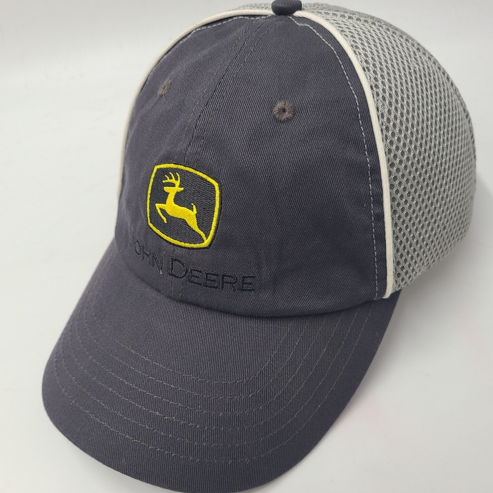 John Deere Hat Adjustable Trucker Mesh Blue Gray Farm Spring Training 2012 Men